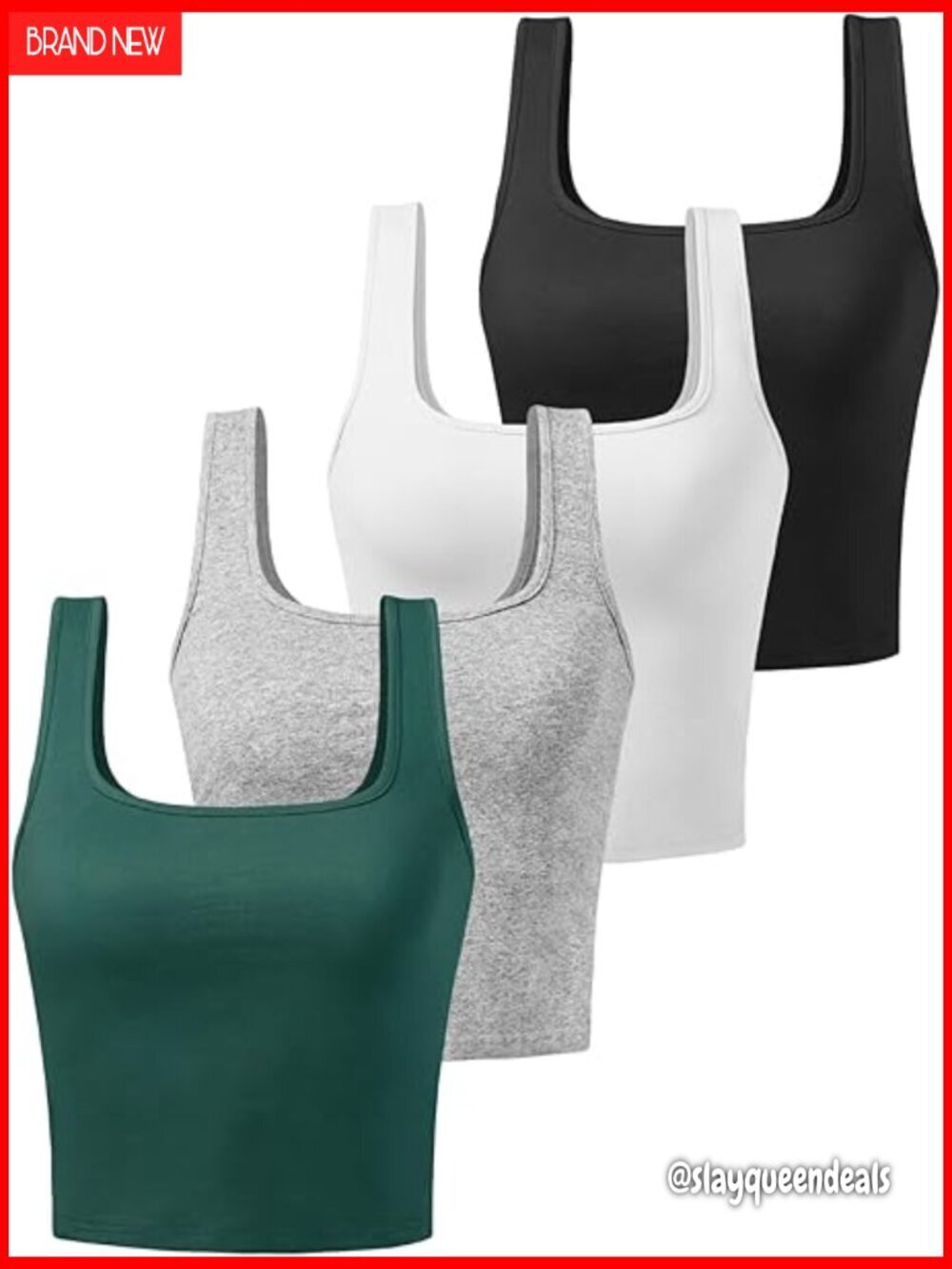 Cotton Spandex Crop Tank Top 4 Pack Racerback Yoga Workout Athletic